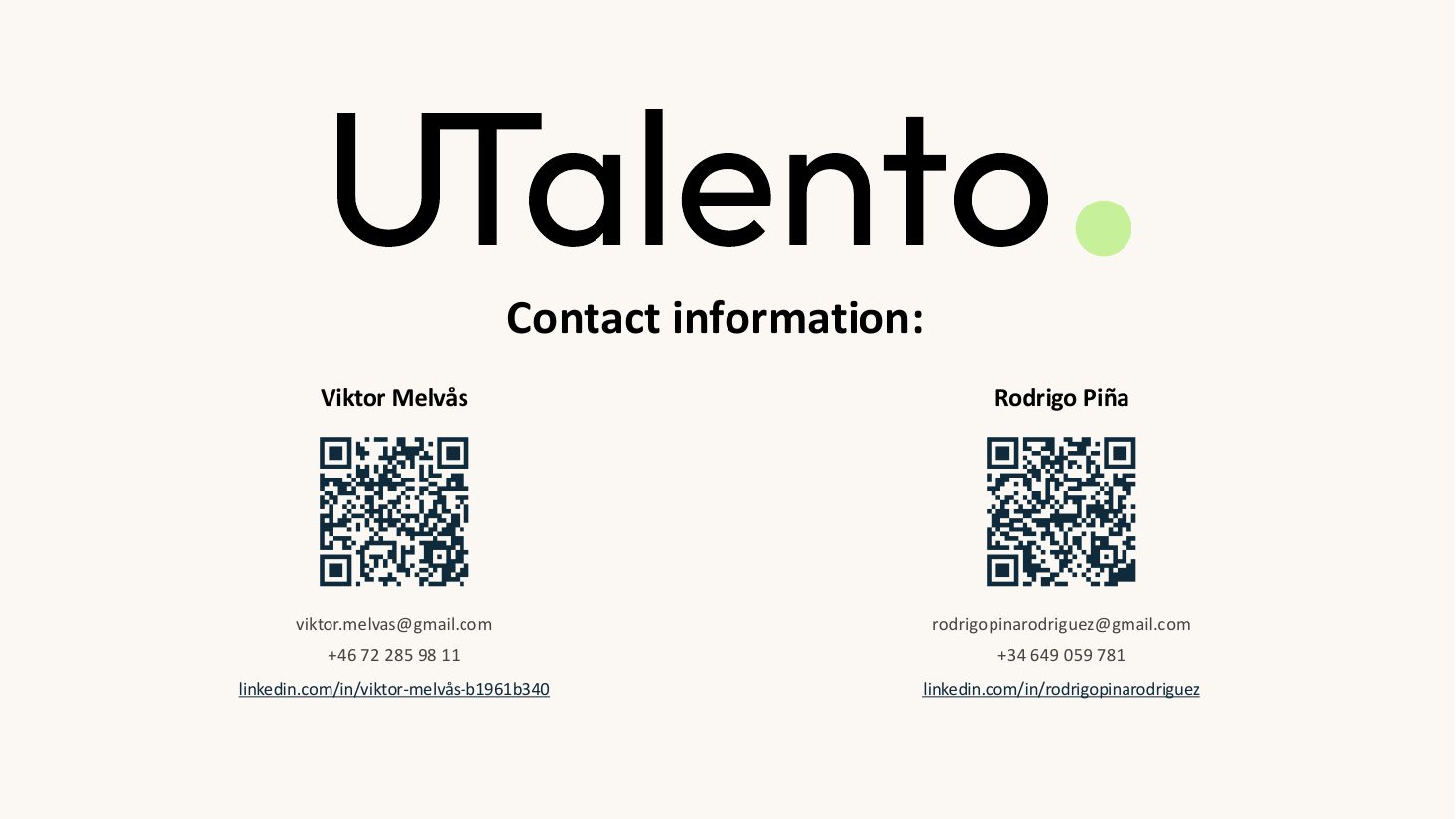 UTalento pitch deck, slide 12 of 12