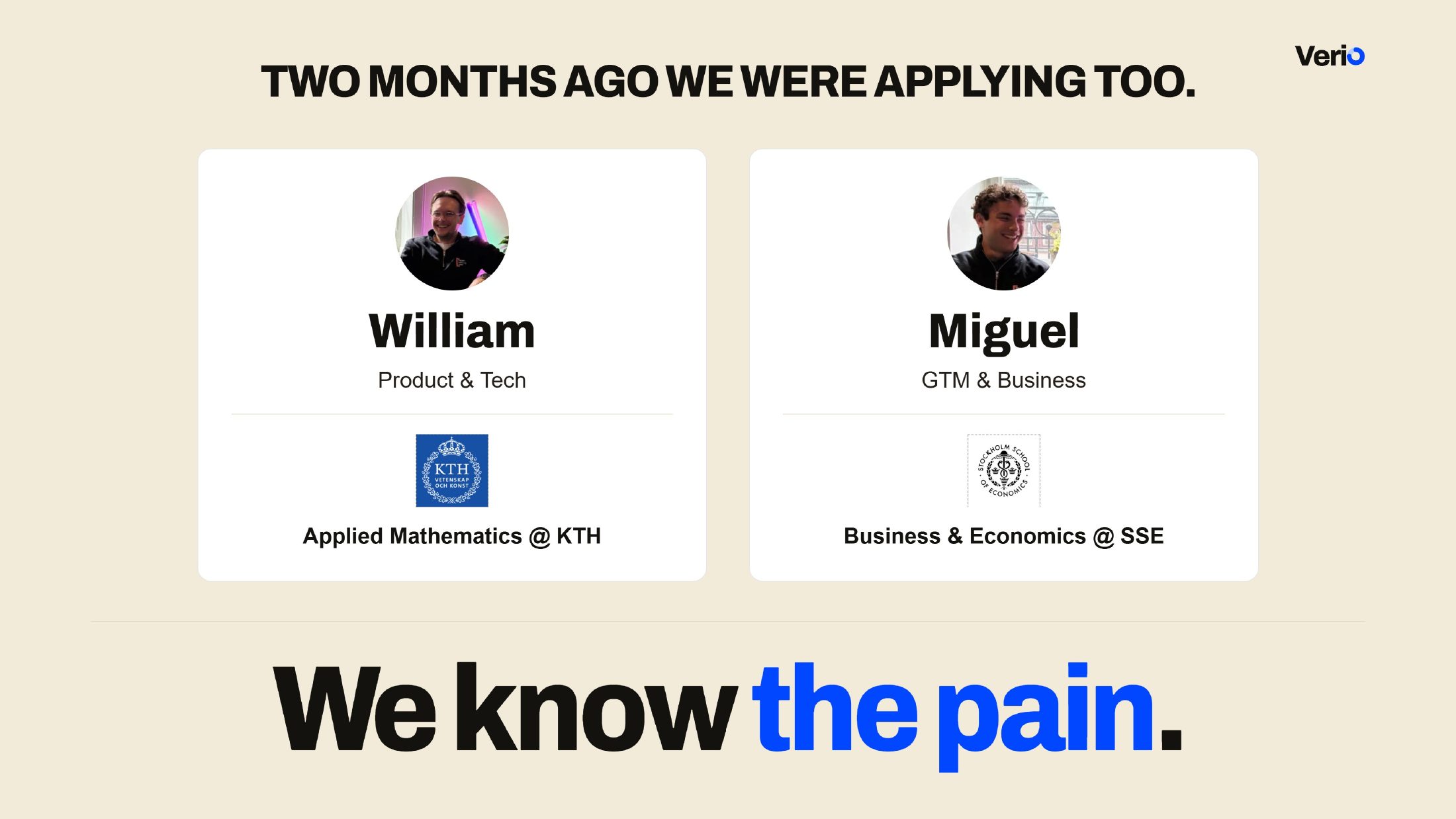 Verio pitch deck, slide 3 of 17