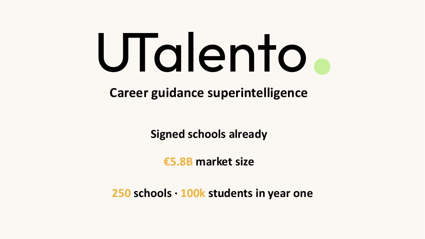 UTalento pitch deck, slide 10 of 12