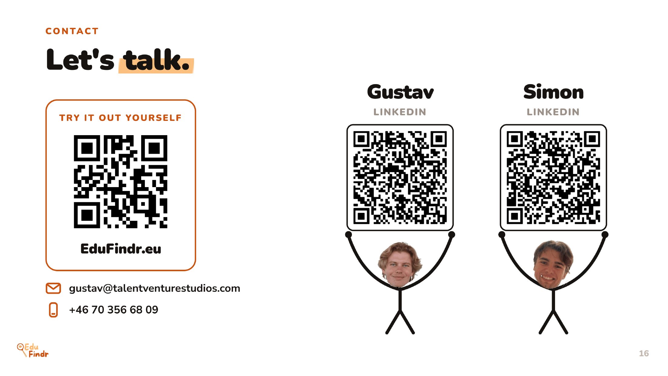 EduFindr.eu pitch deck, slide 16 of 16